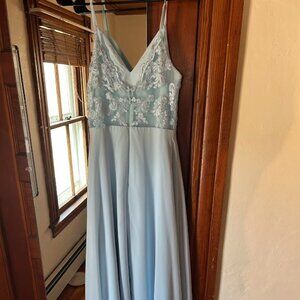 Azazie Sky Blue Bridesmaid Dress size 2 Lace Back